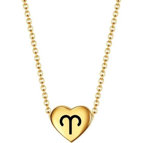 Femmes Acier Inoxydable 12 Collier Pendentif Coeur Astrologie Signe