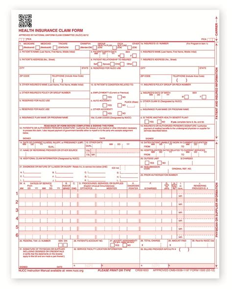 UB 04 CMS 1450 Health Insurance Claim Form 500 Count 4 Pack