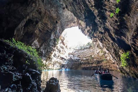 Rowing Boat In The Melissani Cave Of The Nymphs In Kefalonia Greece