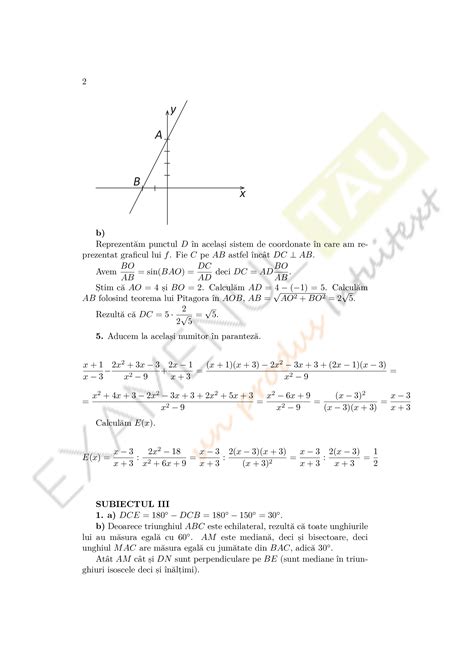 Rezolvari Subiecte Matematica Examenul De Evaluare Nationala