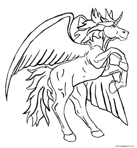 Unicorn Pegasus Coloring Page - Free Printable Coloring Pages