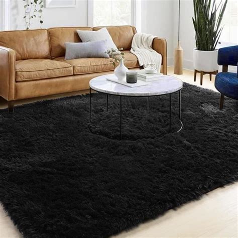 Tapis Rond Shaggy À Poils Longs Pour Salon De Qualité Supérieure