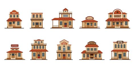 Premium Vector Cartoon Western Buildings Wild West Traditional