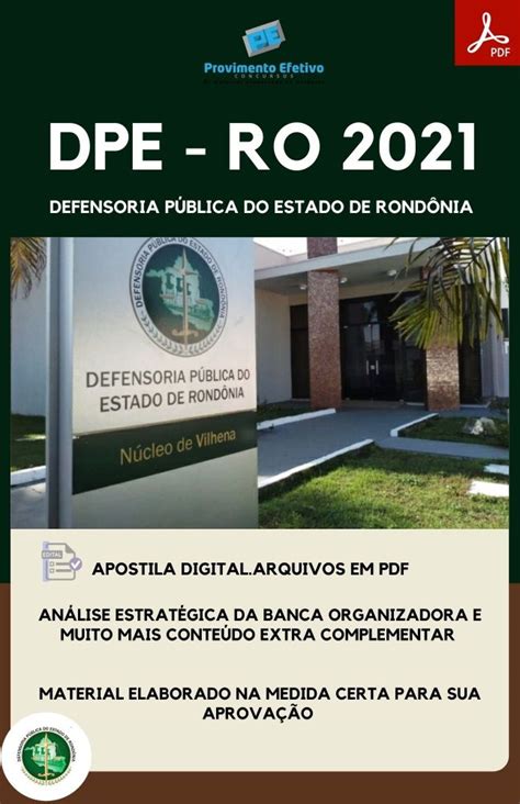 Provimento Efetivo Concursos Apostila Dpe Ro Administra O Analista