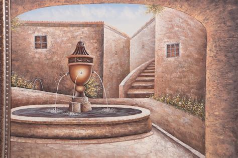 Austin Oil Painting Of Courtyard Ebth