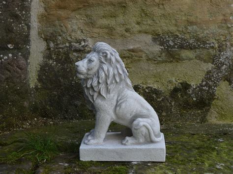 Solid Stone Lions Statue Concrete Lions Pair Sculpture Large Etsy