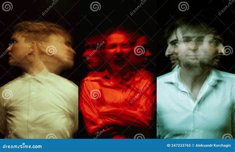 Portrait Of Psychos Of People With Mental Disorders Collage With