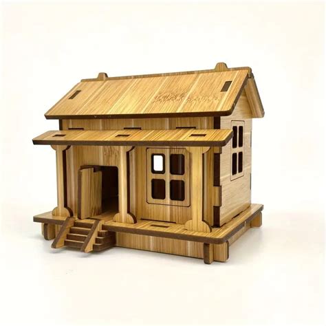 Cabin Building Model Wooden 3d Puzzle Diy Laser Cutting Temu