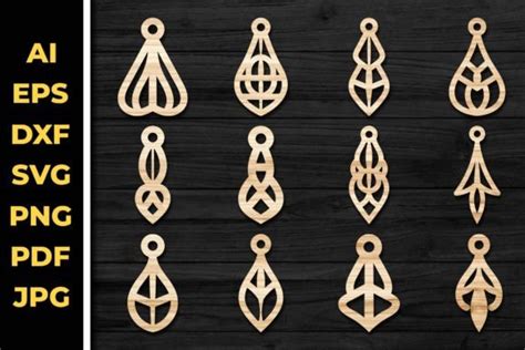 Earrings Jewelry Laser Cut Svg Bundle 61 Graphic By LaijuAkter