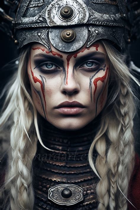 Viking Warrior Woman With War Paint Digital Download Scandinavian ...