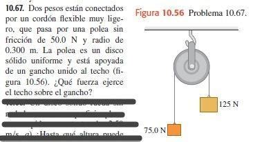 Dos pesos están conectados por un cordón flexible muy ligero que pasa