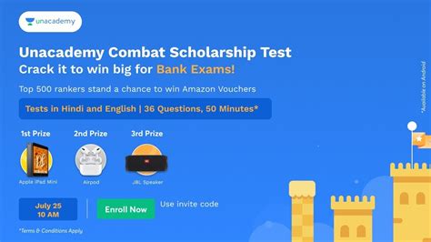 UNACADEMY COMBAT LIVE SCHOLARSHIP TEST TEST YOURSELF AND WIN PRIZES