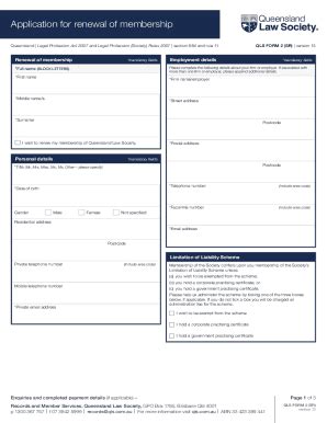 Fillable Online Qls Application For Renewal Of Membership Form Qls