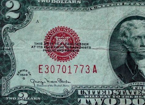 Series 1928 Big Red Seal Two 2 Dollar Us Note Old Paper Money Etsy