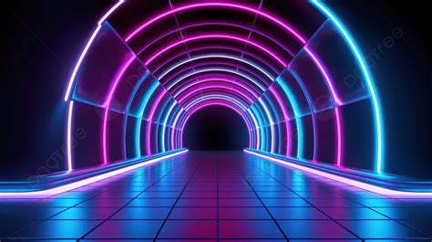 3d Illustration Of A Neon Lit Abstract Tunnel Structure Background