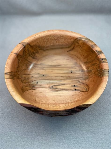 Hand Turned Ambrosia Maple Wood Bowl With Partial Live Edge Etsy