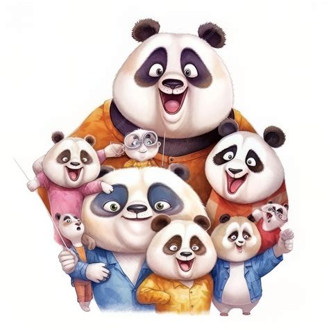 Premium AI Image | A cartoon of a panda family