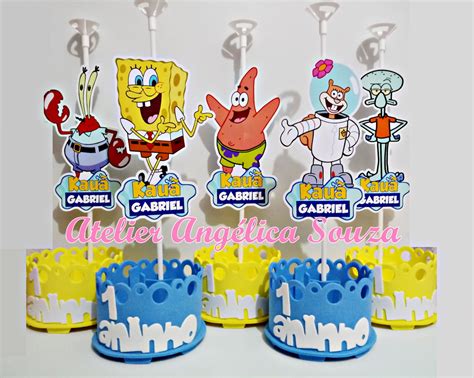 Centro de mesa Bob Esponja no Elo7 Atelier Angélica Souza CD15AE