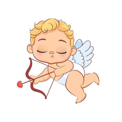 lindo bebé cupido con un arco está volando ilustración de dibujos