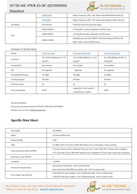 Huawei S5720 56c Pwr Ei Dc Brochure Datasheet Pdf