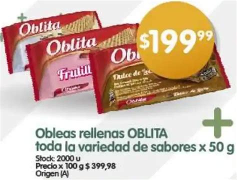 Obleas Rellenas OBLITA Toda La Variedad De Sabores X 50g Oferta En