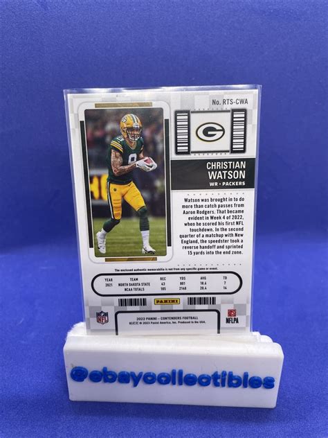 Christian Watson Panini Contenders Green Rookie Ticket Patch Rts Cwa