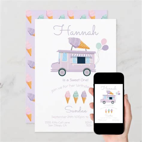 Ice Cream Truck Birthday Party Invitation Zazzle