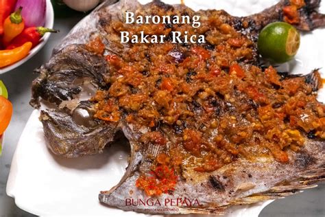 Ikan Baronang Bakar Rica Bunga Pepaya