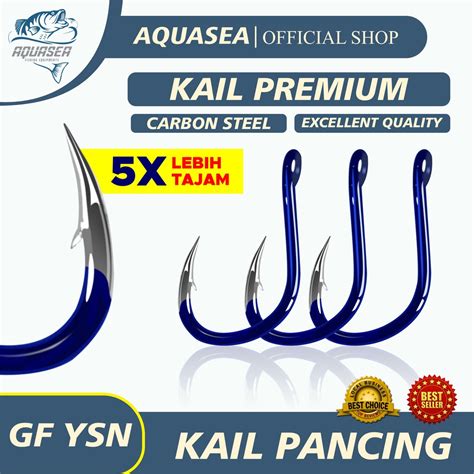 Jual AQUASEA Kail Pancing Premium Warna Biru Isi 10pcs Pack High Carbon