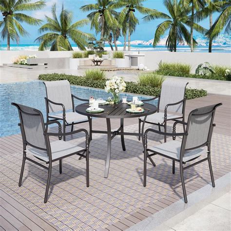 Reviews For PHI VILLA Black 5 Piece Metal Patio Outdoor Dining Sets