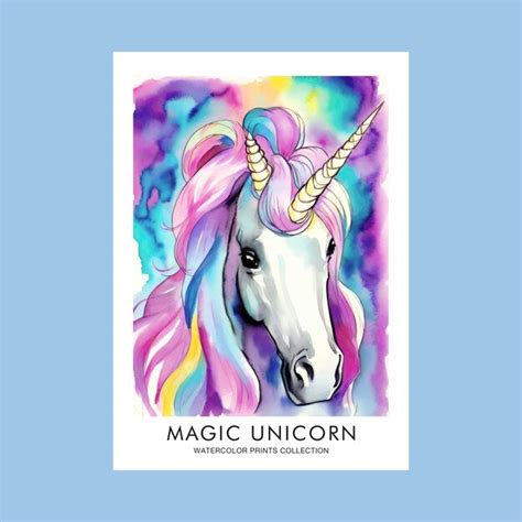 Premium Vector Colorful Magic Unicorn Watercolor Painting