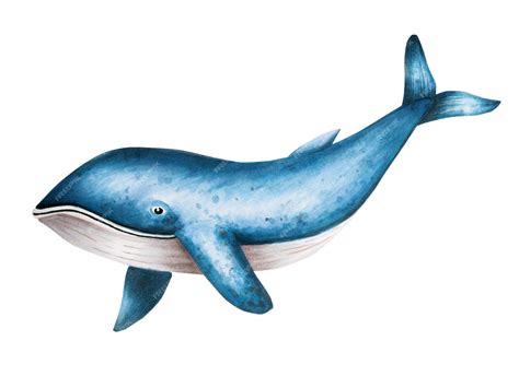 Baleine Bleue Aquarelle Isolée Sur Fond Blanc Peinture à La Main