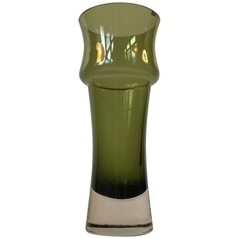 Riihimaki Aladin Green Vase Glass Design Country Of Origin Colored