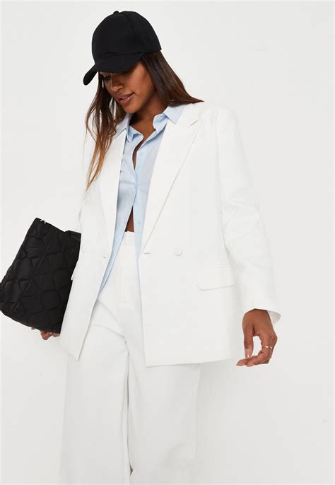 White Coats Missguided Womens Tall White Tailored Double Breasted