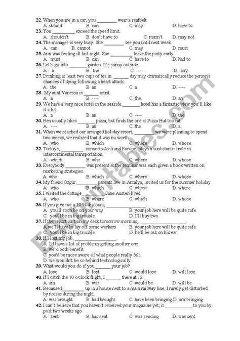 Esl Placement Test A1 A2 Esl Worksheet By Serzt 59 Off