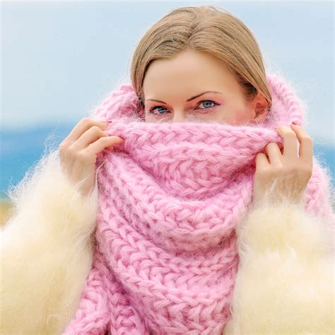 Pink Extra Long Fuzzy Mohair Scarf Handmade Fuzzy Shawl Ready To Ship Etsy