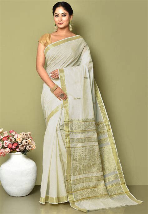 Buy Kerala Kasavu Saree In Cream Online SPN6620 Utsav Fashion