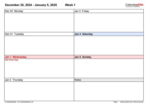 2025 Weekly Calendar Template Excel Free Downloadable Ally Lulita