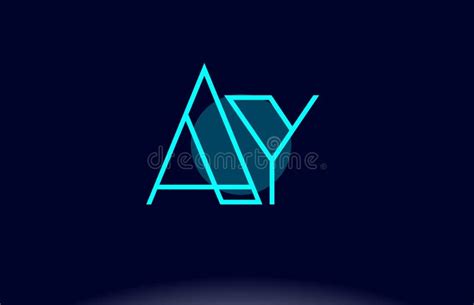 Ay A Y Blue Line Circle Alphabet Letter Logo Icon Template Vector Design Stock Vector