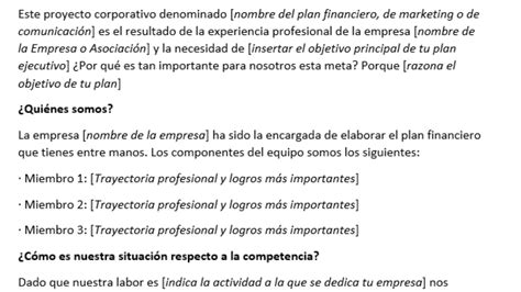 Plantilla De Resumen Ejecutivo Del Proyecto