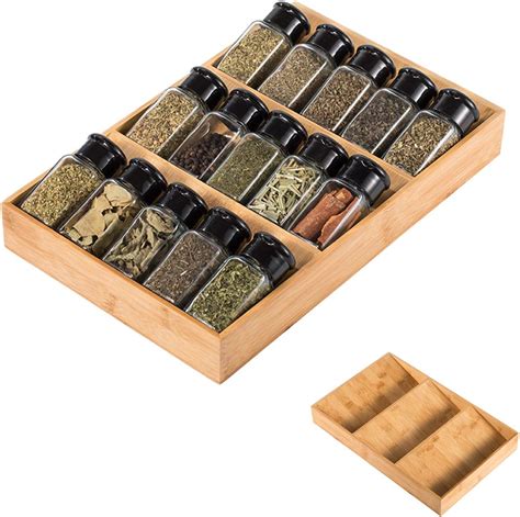 Amazon AMBIRD Bamboo Spice Drawer Organizer With Non Slip Mat 4