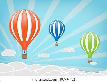 Hot Air Balloon Sky Vector Illustration Stock Vector Royalty Free Shutterstock