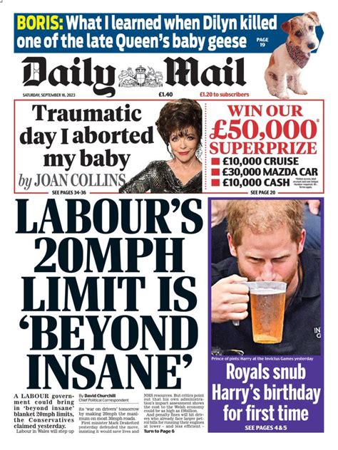 Daily Mail Front Page 16th Of September 2023 Tomorrows Papers Today