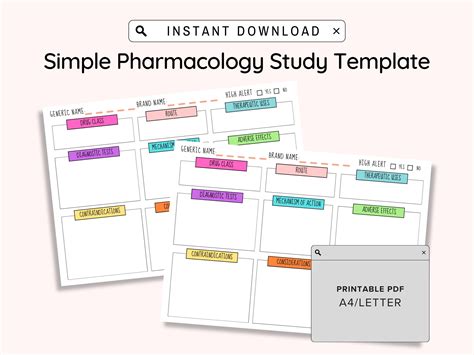 Printable Pharmacology Template For Nursing Student Student Nurse