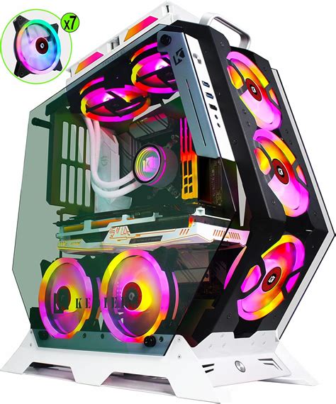 Kediers Pc Case Atx Tower Tempered Glass Gaming Pc Open Frame With 7