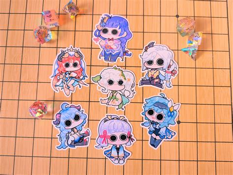 Genshin Impact Stickers Set 3 Ft Raiden Shogun Shenhe Nilou Nahida
