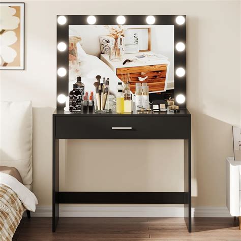 Amazon Rovaurx Vanity Table With Large Lighted Mirror Makeup