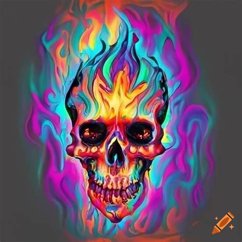 Vibrant Skull With Flames Artwork On Craiyon