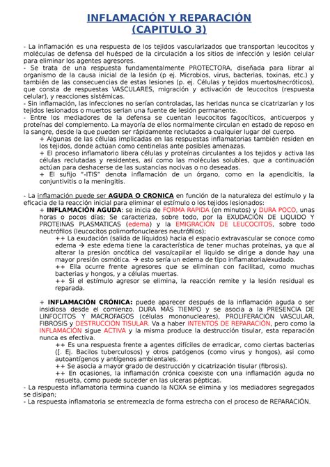 InflamacióN Y ReparacióN CAP 3 INFLAMACIÓN Y REPARACIÓN CAPITULO 3