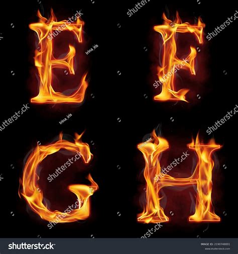 Set Fire Alphabet Letter E F Stock Photo 2190748891 Shutterstock